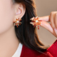 红色锆石烟花珍珠耳环女轻奢高级感耳钉新年氛围感耳饰2026巨好看