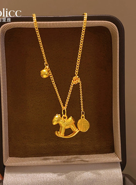 金小马钱币吊坠项链高级感毛衣链