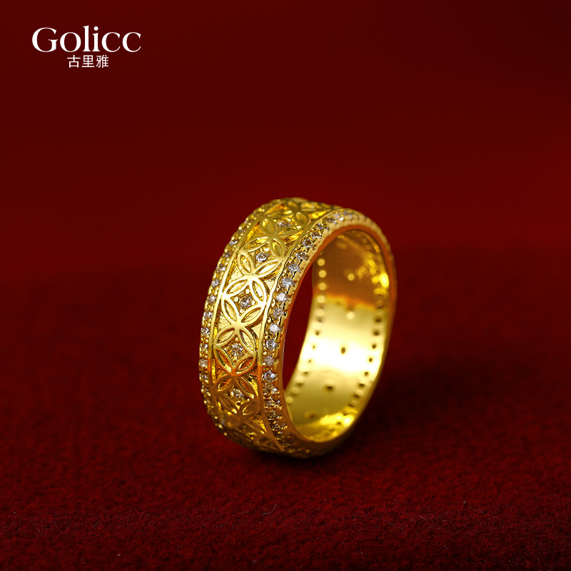 金色钱币食指戒指轻奢高级感指环