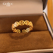 尾戒轻奢高级感小众指环巨好看 金色钱币开口戒指女2026新款 爆款