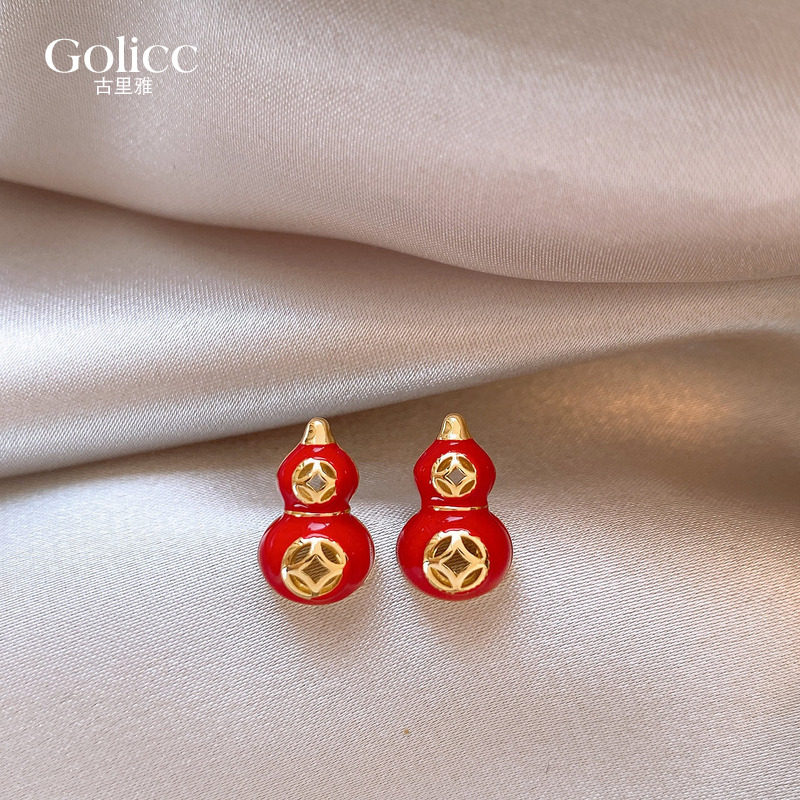 新中式红色葫芦钱币耳环女2026新款爆款高级感耳钉适合冬天的耳饰,饰品/流行首饰/时尚饰品新,耳环,淘宝优惠券,粉丝福利购,淘宝优惠卷