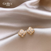 古里雅微镶四叶草珍珠耳环女2026新款 高级感轻奢耳钉新年耳饰 爆款