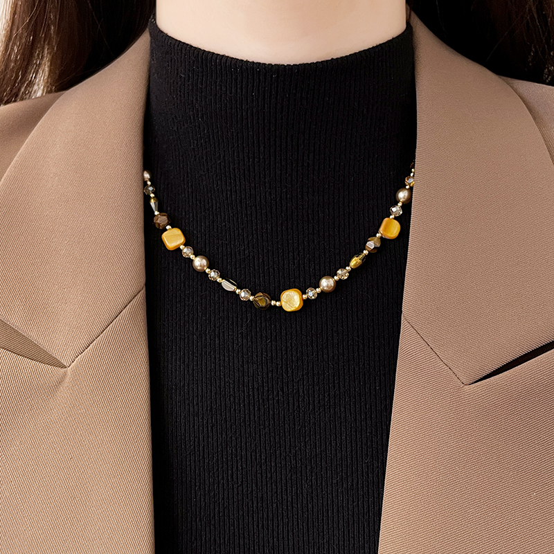 小众复古串珠虎眼石美拉德项链