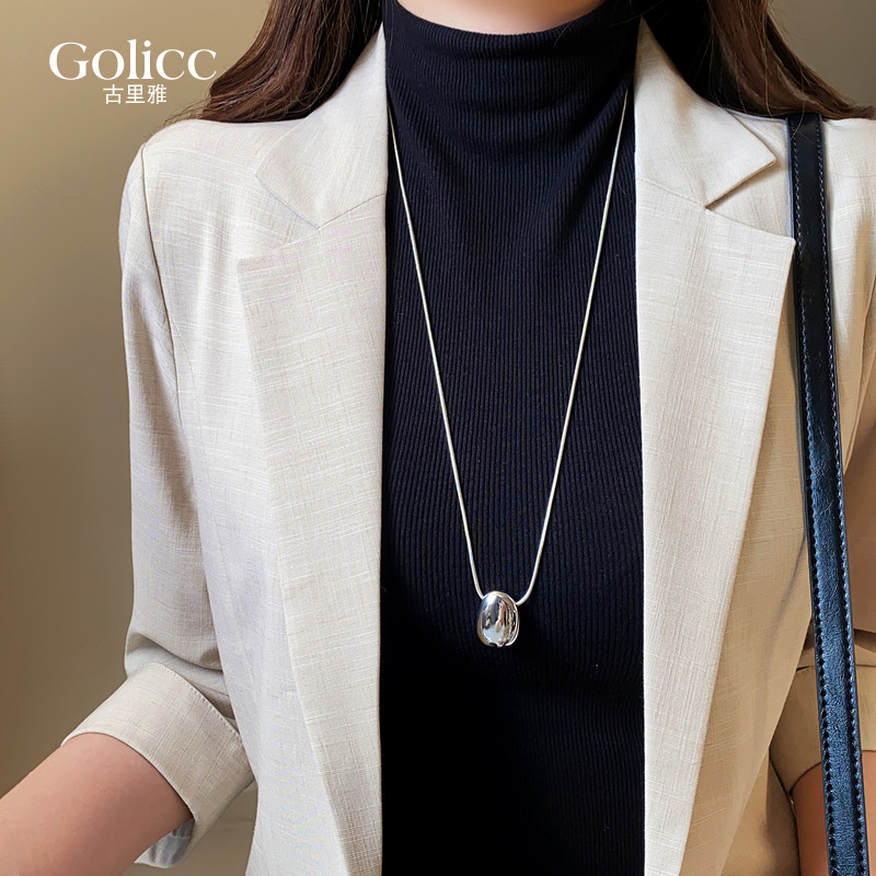 银色水滴吊坠项链轻奢高级感配饰