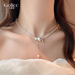 施家珍珠不规则银色球球项链女2026新款爆款高级感轻奢小众锁骨链