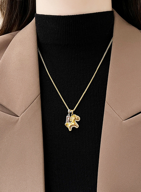 金属小马吊坠项链高级感脖子配饰