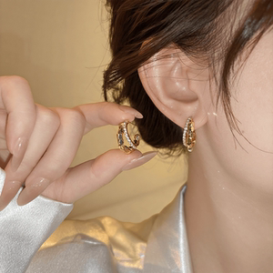 古里雅金色碎银子耳圈女2026新款爆款高级感轻奢耳环方圆脸耳饰品