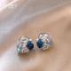 轻奢高级感独特适合夏天 耳环蓝色水晶耳饰 蝴蝶耳钉女2026年新款