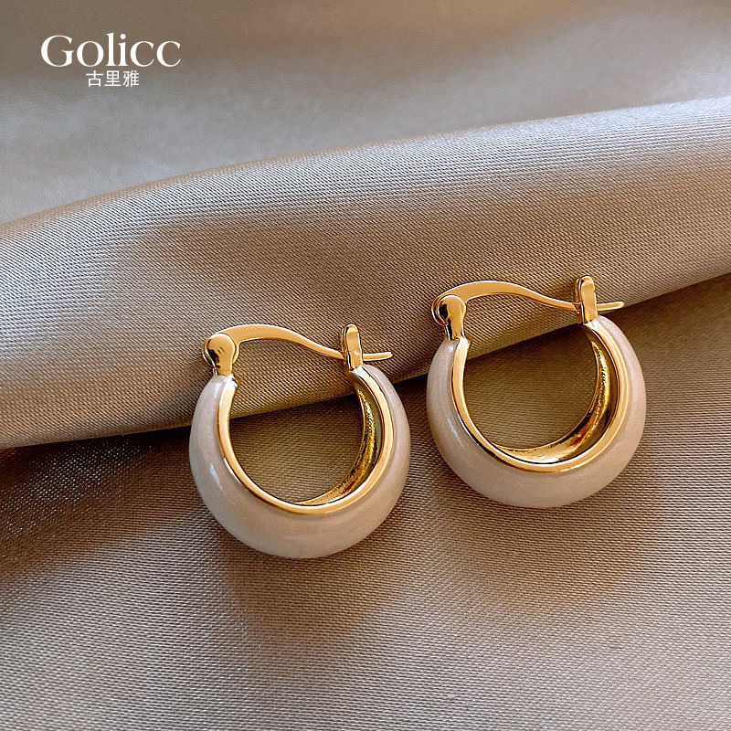 法式滴釉圈圈耳环小众设计感耳饰