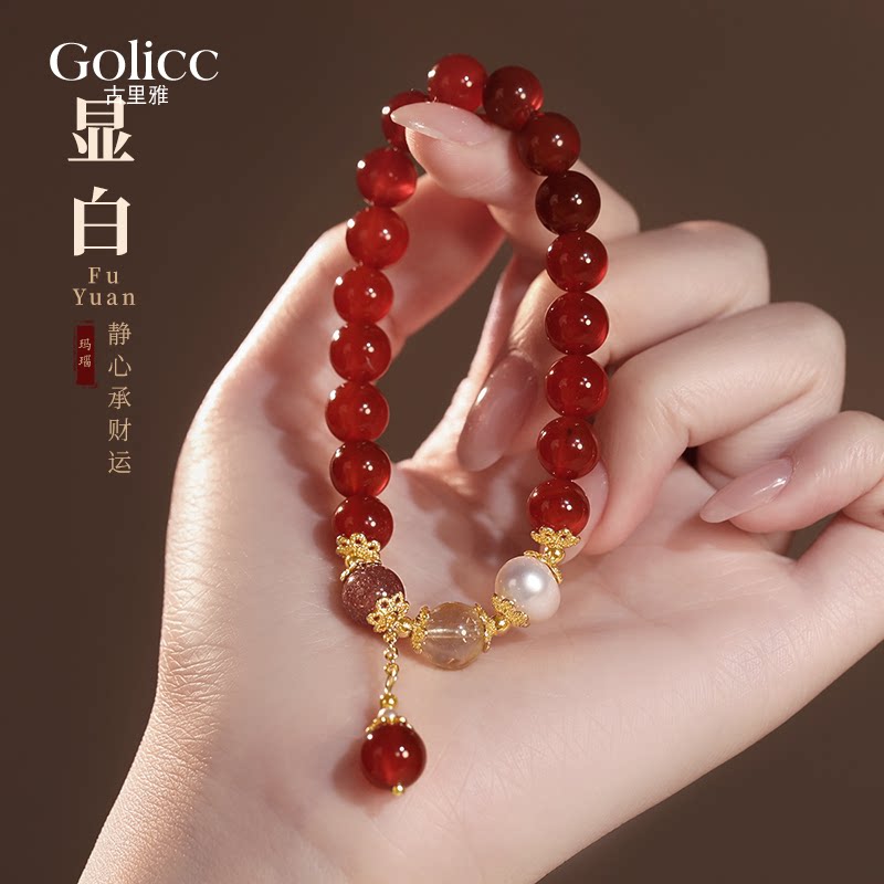 红玛瑙串珠手链女高级感轻奢小众精致手饰2026新款巨好看闺蜜手串