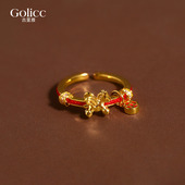 马年沙金红绳小马开口食指戒指女士旺财运马上有钱2026本命年指环