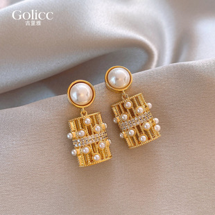 金色珍珠提篮耳坠耳环女轻奢高级感独特漂亮耳钉耳饰2026新款爆款