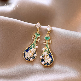 古里雅古风琵琶耳环女夏天2026年新款爆款轻奢高级感气质耳钉耳饰