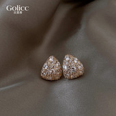 金色钻石耳钉女2026新款 轻奢高级感气质耳饰夸张闪钻复古耳环 爆款