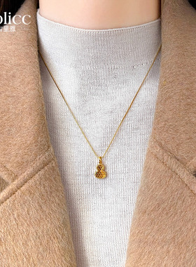 金色碎碎冰葫芦吊坠毛衣项链轻奢