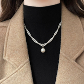 2026新款 法式 双层麻花珍珠毛衣链项链女款 高级感大气高档秋冬配饰