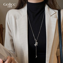 银色小马吊坠长款 项链女秋冬毛衣链大气高档高级感轻奢脖子配饰品