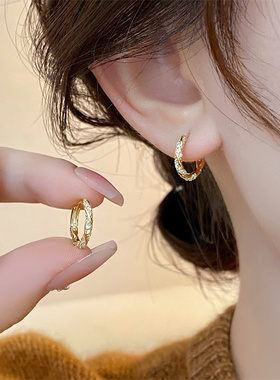 金色珍珠耳环圈圈2026新款爆款高级感耳饰女轻奢耳钉独特漂亮耳圈