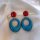 红蓝色大耳环女2025新款 耳钉高级感轻奢耳坠复古港风夸张耳饰秋冬