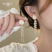 高级感耳钉气质耳饰品 爆款 长款 山茶花流苏耳环女轻奢耳坠2026新款