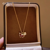 红色小马满钻爱心吊坠项链女高级感轻奢小众2026本命年毛衣链配饰