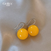 设计感小众耳钉巨好看耳饰品 爆款 古里雅黄色耳钩款 耳环女2026新款