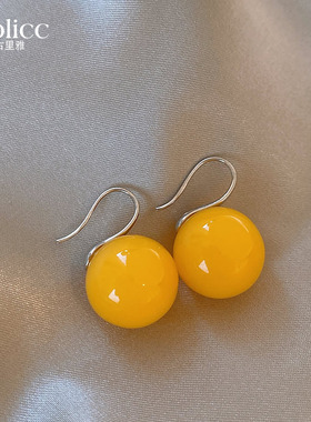 古里雅黄色耳钩款耳环女2026新款爆款设计感小众耳钉巨好看耳饰品