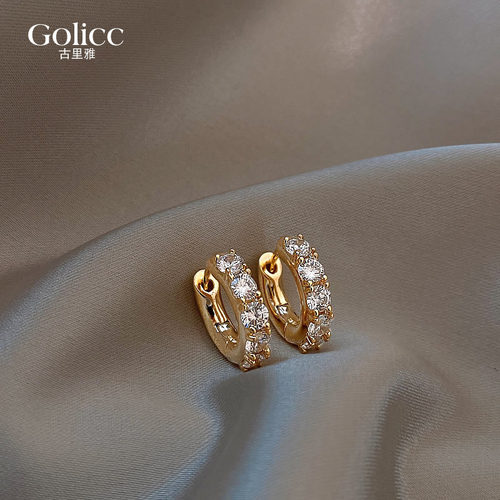 轻奢金色锆石圈圈耳扣高级耳圈