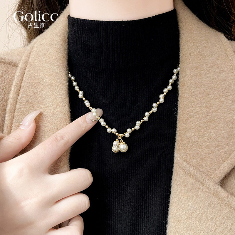 珍珠花生吊坠项链高级感轻奢小众