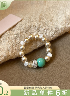 银色圆珠串珠食指戒指高级感指环