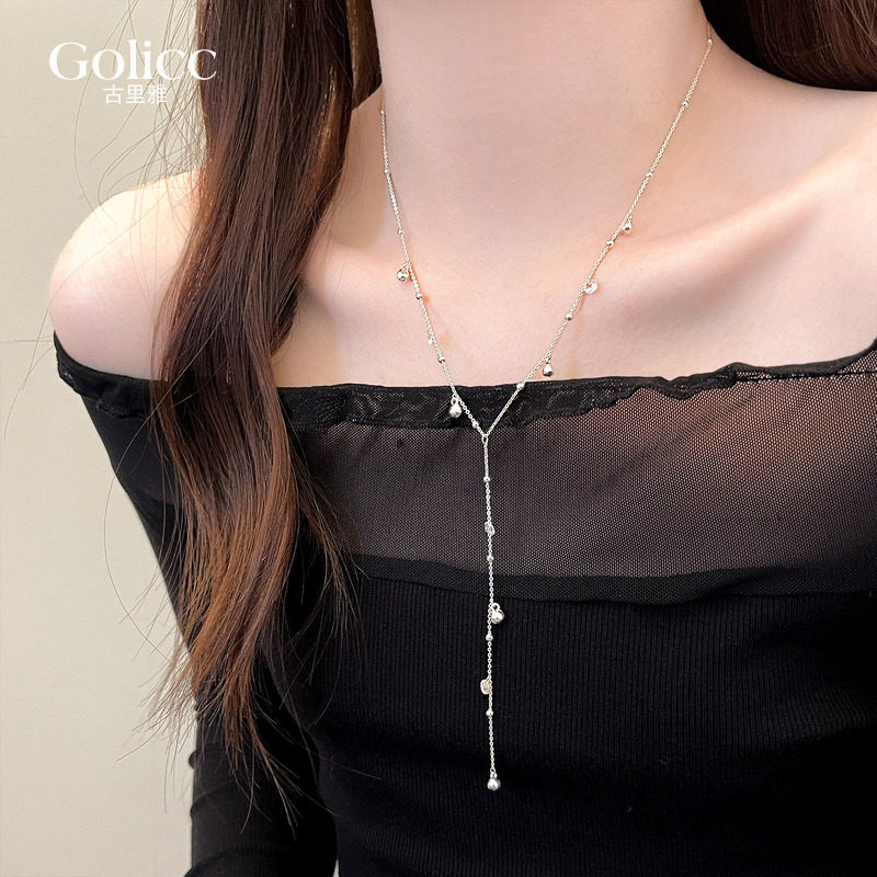 银色满天星锆石吊坠长款项链女款高级感轻奢小众配饰2026新款颈链