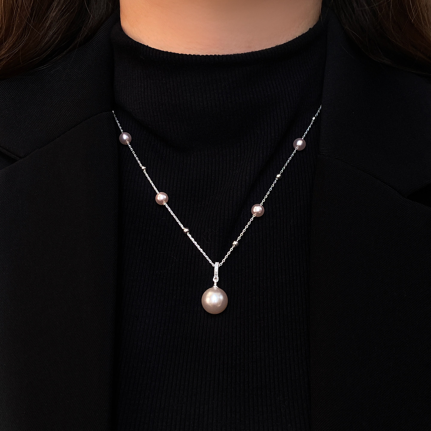 曼塔玫瑰色珍珠项链高档高级感