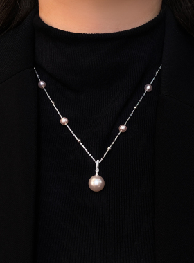 曼塔玫瑰色珍珠项链高档高级感