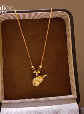 沙金葫芦吊坠虎眼石串珠毛衣项链