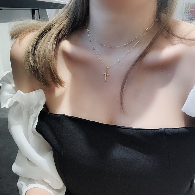 Ë«²ãÂú×êÊ®×Ö¼ÜchokerÏîÁ´Å®Ëø¹ÇÁ´º«°æÑ§Éú¶Ì¿î¾±Á´¾±´ø¼òÔ¼Á´×Ó