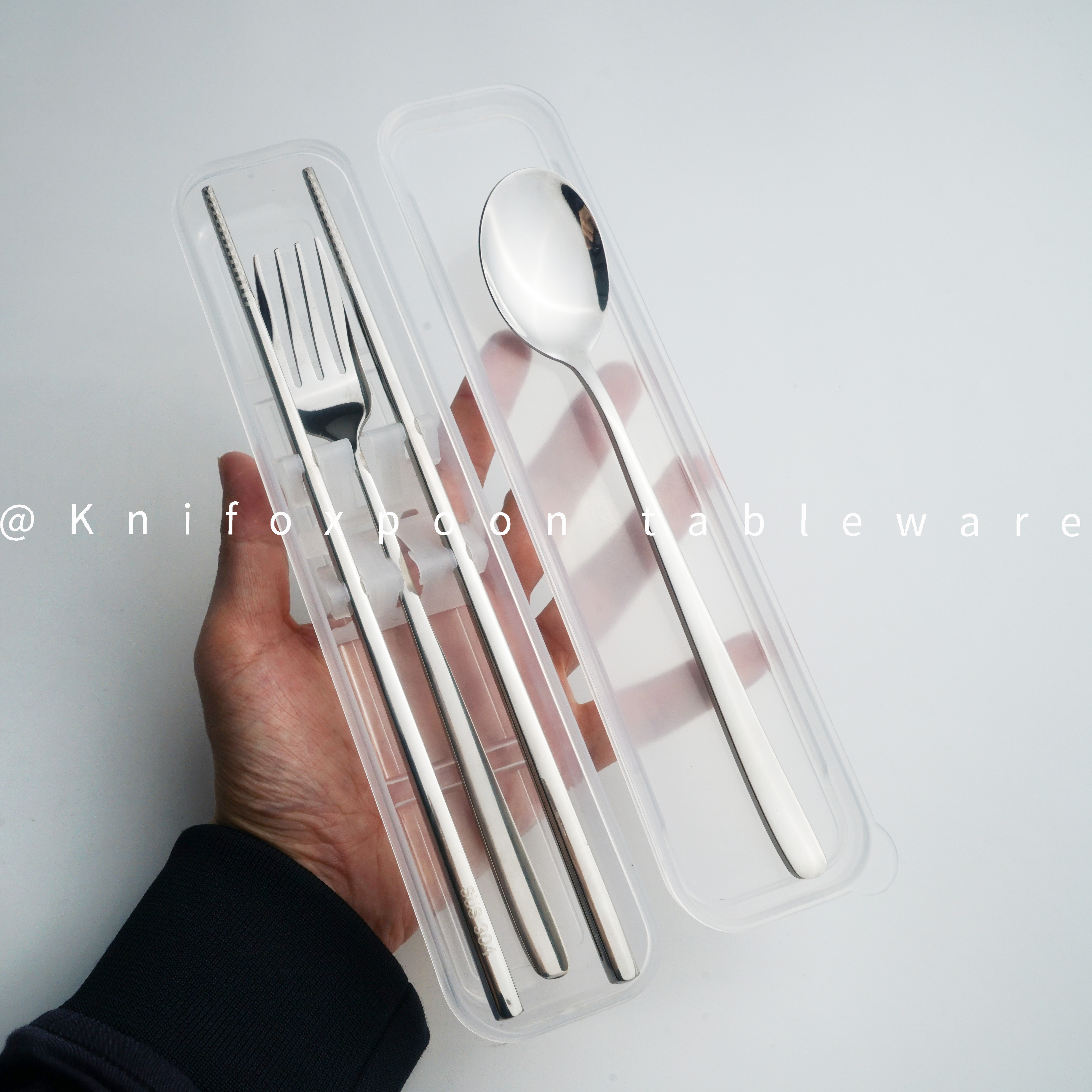 加厚304不锈钢便携餐具套装