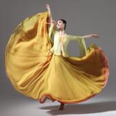 720度双层中国舞服装 渐变色大摆裙一片式 舞蹈裙现代古典舞表演服