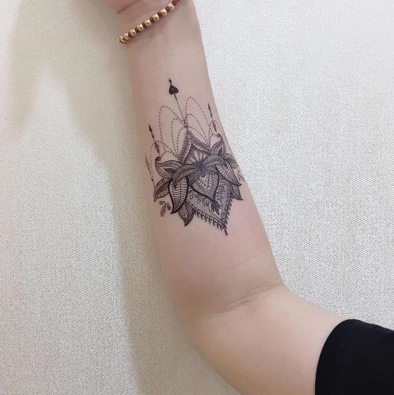 梵花蕾丝吊坠胸贴后背手臂性感时尚个性原创纹身贴防水女持久刺青