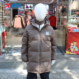 特步儿童羽绒服男童2024冬季新款大童中长款加厚外套6764251A4052