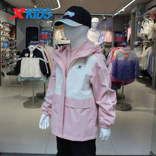 特步童装2025冬款女大童宽松三合一摇粒绒两件套风衣6754241C4393