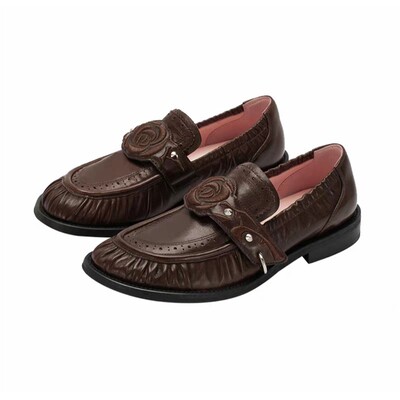 SugarSu酥履25年新款平底乐福豆豆一脚蹬复古小皮鞋女原1520