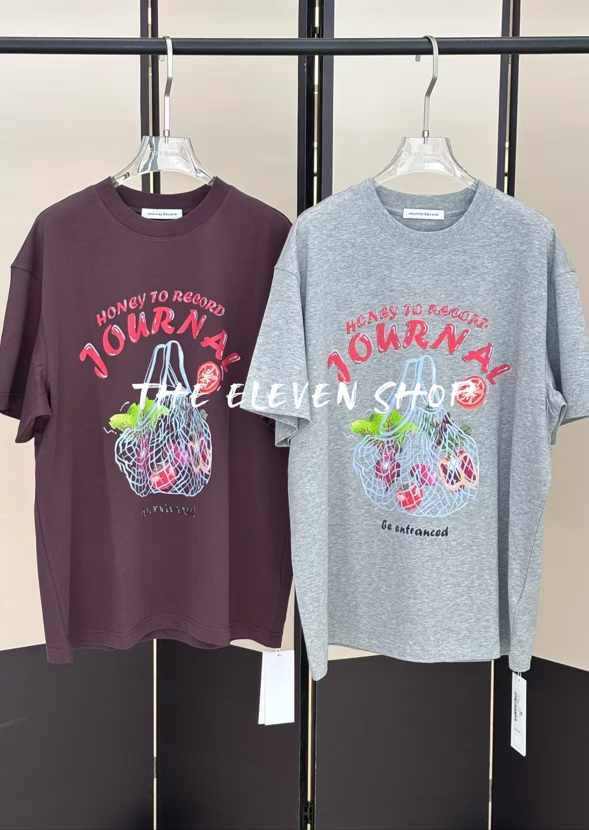 JR设计师品牌2025春夏新品印花短袖T恤女宽松圆领两色