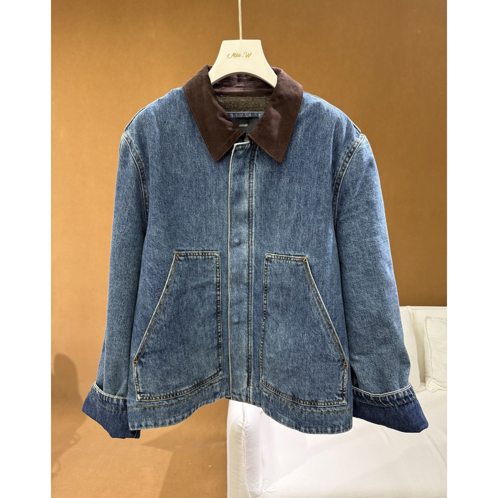 IC*E 2025秋冬新款拼接翻领牛仔外套女 原2580