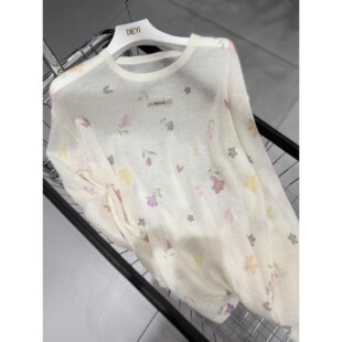 毛衣T恤 马海毛圆领碎花轻薄打底衫 ASYUS设计师2025秋装 新品