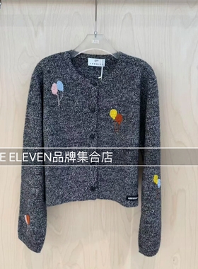 ANMMIRO绣花圆领羊绒开衫2025年冬季新款