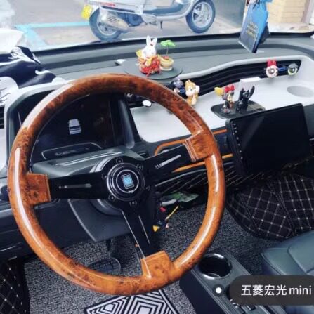 适用于五菱宏光MINI高光白色方向盘普桑马卡龙复古改装电车方向盘