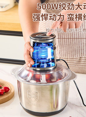 跨境110V多功能不锈钢绞肉机家用电动辅食碎肉机大容量电动料理机