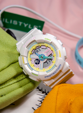 卡西欧baby g七月新款白色手表女ba-110-7A1/TM/TH/GA/RG电子女表