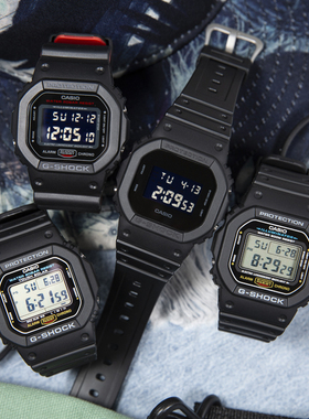 手表男卡西欧复古小方块DW-5600 casio gshock太阳能数显电子手表