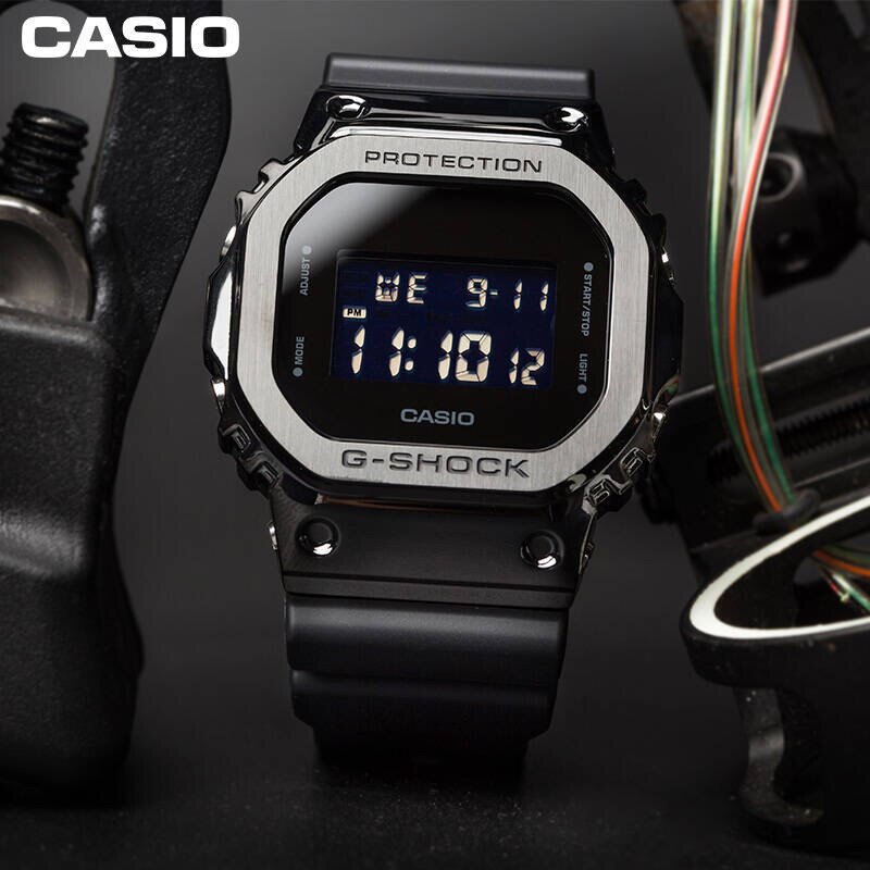 卡西欧casio 金属表壳 小方块时尚运动 防水手表